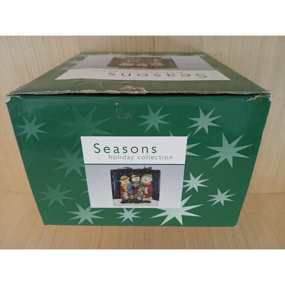 Seasons Holiday Collection Glass Light Up Christmas Present Block with Snowmen - Picture 11 of 14